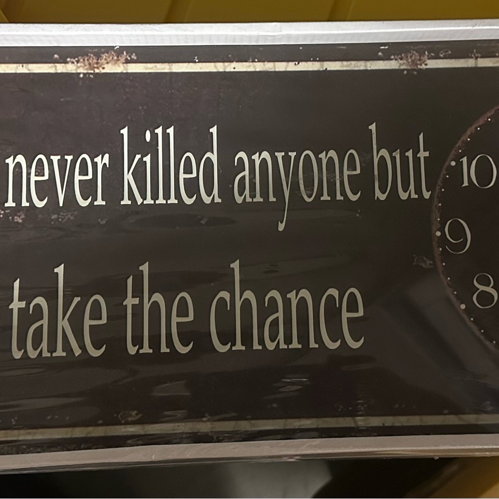 New sealed Rustic Black Brown and Cream Inspirational Wall Sign Clock Battery